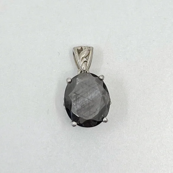 Sterling silver black sapphire pendant - GM659 - Picture 2 of 4
